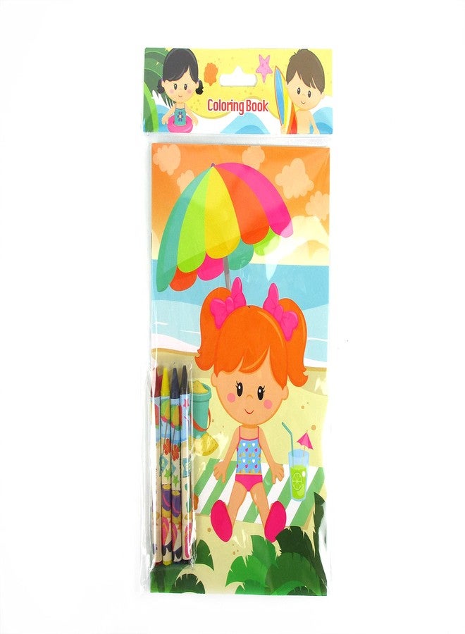 TINYMILLS Tiny Mills Summer Surfing Beach Coloring Books with Crayons Party Favors with 12 Coloring Books and 48 Crayons, Beach Party Favors, Beach Prizes, Beach Birthday Party Favor Bag Filler - Image 5