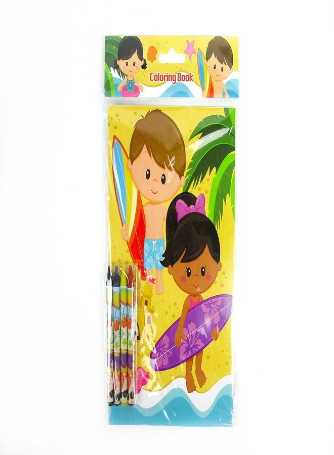 TINYMILLS Tiny Mills Summer Surfing Beach Coloring Books with Crayons Party Favors with 12 Coloring Books and 48 Crayons, Beach Party Favors, Beach Prizes, Beach Birthday Party Favor Bag Filler - Image 4