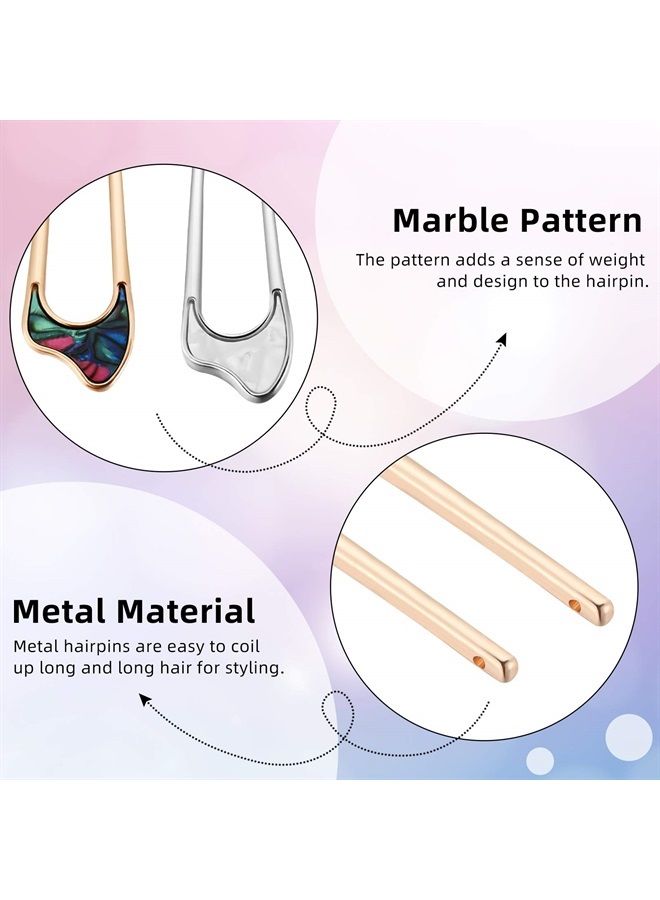 Chuangdi 4 قطع دبابيس شعر على شكل U معدنية عتيقة دبابيس شعر أنيقة عصي تشيكون شعر دبابيس شعر على شكل U إكسسوار تصفيف الشعر للنساء والفتيات (ذهبي وفضي) - Image 3