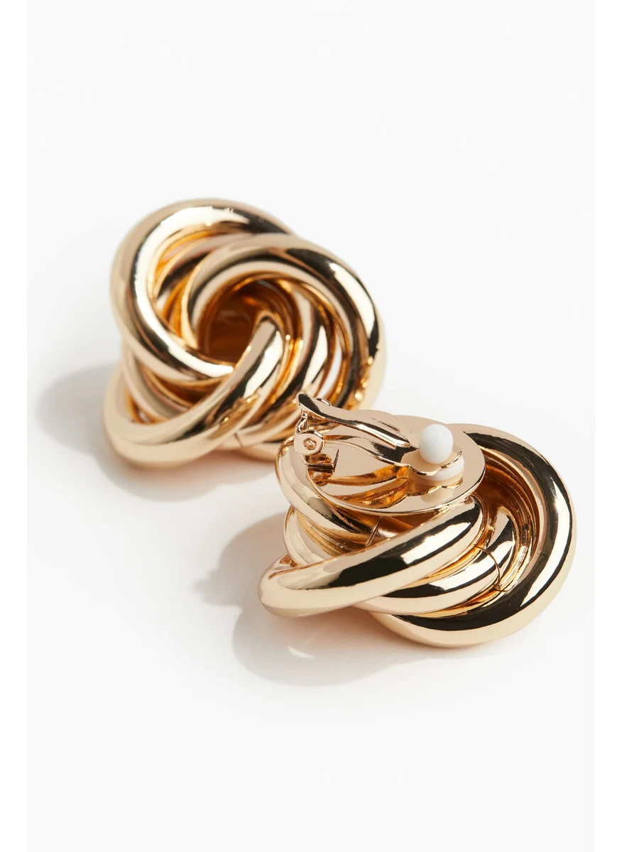 اتش اند ام Knot-Detail Clip Earrings