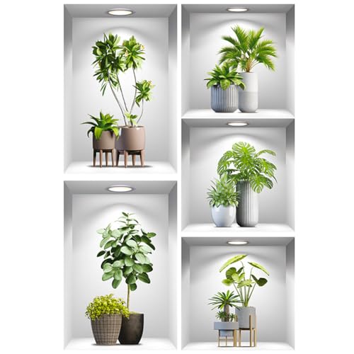 Aurbhosa Green Plant Wall Decal Tropical Plant Potted Sticker Peel and Stick Green Leaf Wall Art Mural DIY Vinyl Nature Decal for Living Room Kitchen Office Decor - Image 5