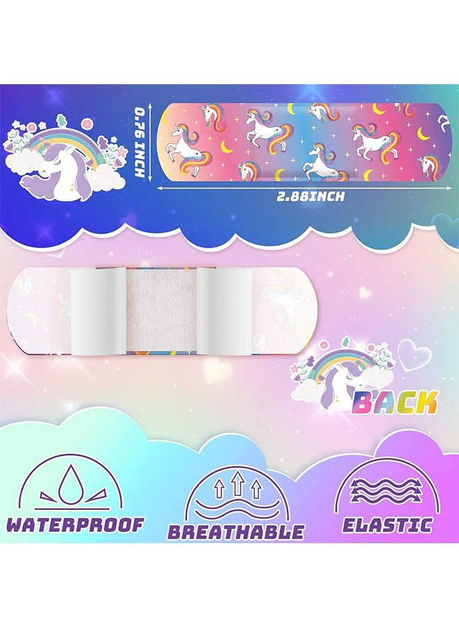 60 Pcs Cartoon Bandages Strips Band Aid, PE Material Hemostatic Waterproof Adhesive Bandages Strips Combination Pack, Cuts Scrapes First Aid Bandages for Family (Colorful) - Image 2
