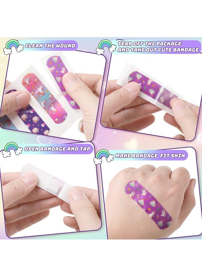 60 Pcs Cartoon Bandages Strips Band Aid, PE Material Hemostatic Waterproof Adhesive Bandages Strips Combination Pack, Cuts Scrapes First Aid Bandages for Family (Colorful) - Image 5