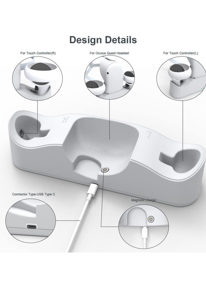 Captaintech SYOSI Charging Dock Set for Oculus Quest 2, Includes 2 Rechargeable Batteries and Covers, Support Magnetic Dual Controller Charging Headset and Grip - Image 2