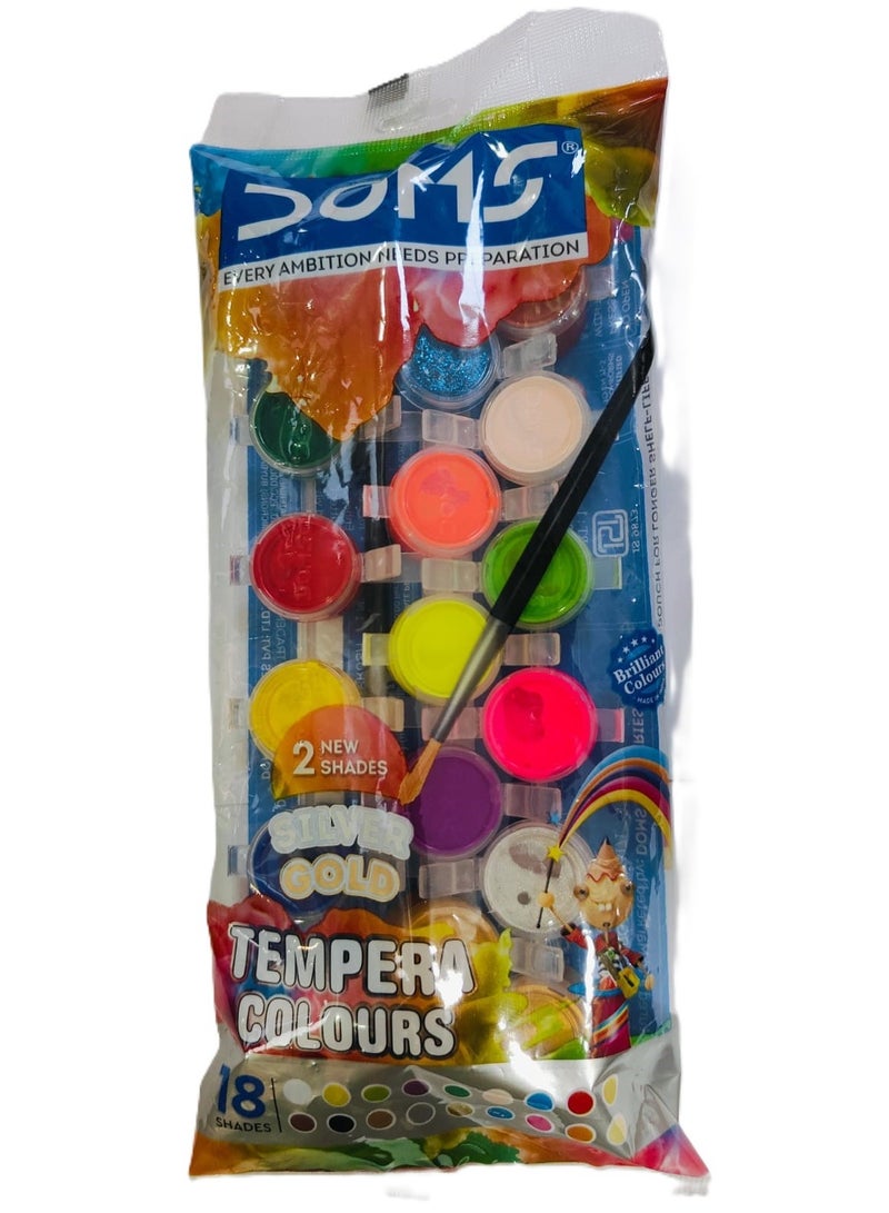 دومس ألوان تمبرا من DOMS 18 لونًا + فرشاة واحدة - Image 1