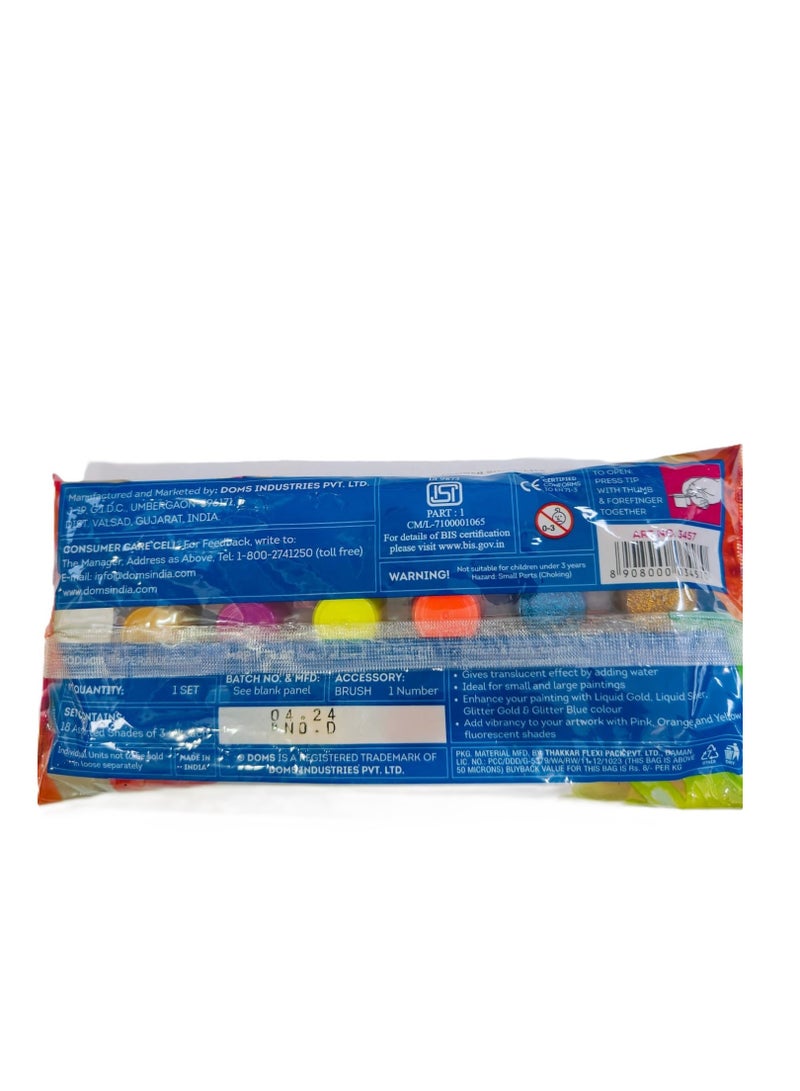 دومس ألوان تمبرا من DOMS 18 لونًا + فرشاة واحدة - Image 3