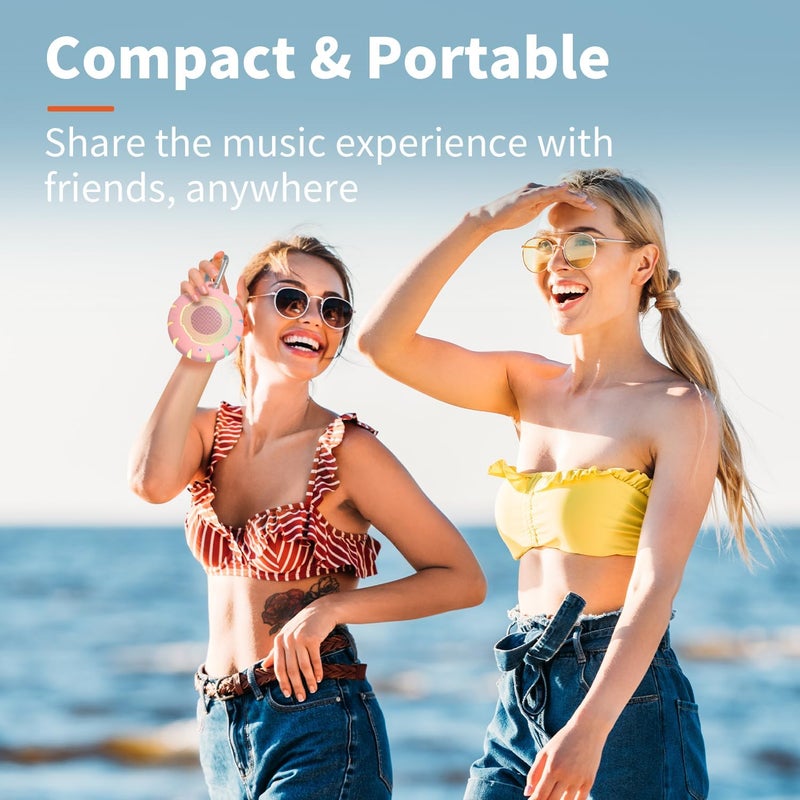 HEYSONG BUBBLE Portable Waterproof Bluetooth Speaker, IPX7, 5W, 12H Playtime, LED Light, Pink - Image 4