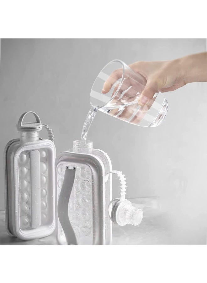 Ice Cubes and Balls Maker Bottle Set with Pouring Spout, Reusable Storage Containers for Water/Juice/Coffee, Ice Cube Molds Bottle Creative Maker Kettle Makes - Image 1