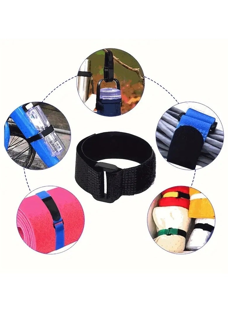 Reusable Ties And Organizers, Large 50cm Microfiber Straps, Durable Loop Ties With Adjustable Buckle For Organizing Work And Home Essentials. 50x2cm - Pack Of 10 Black. - Image 4