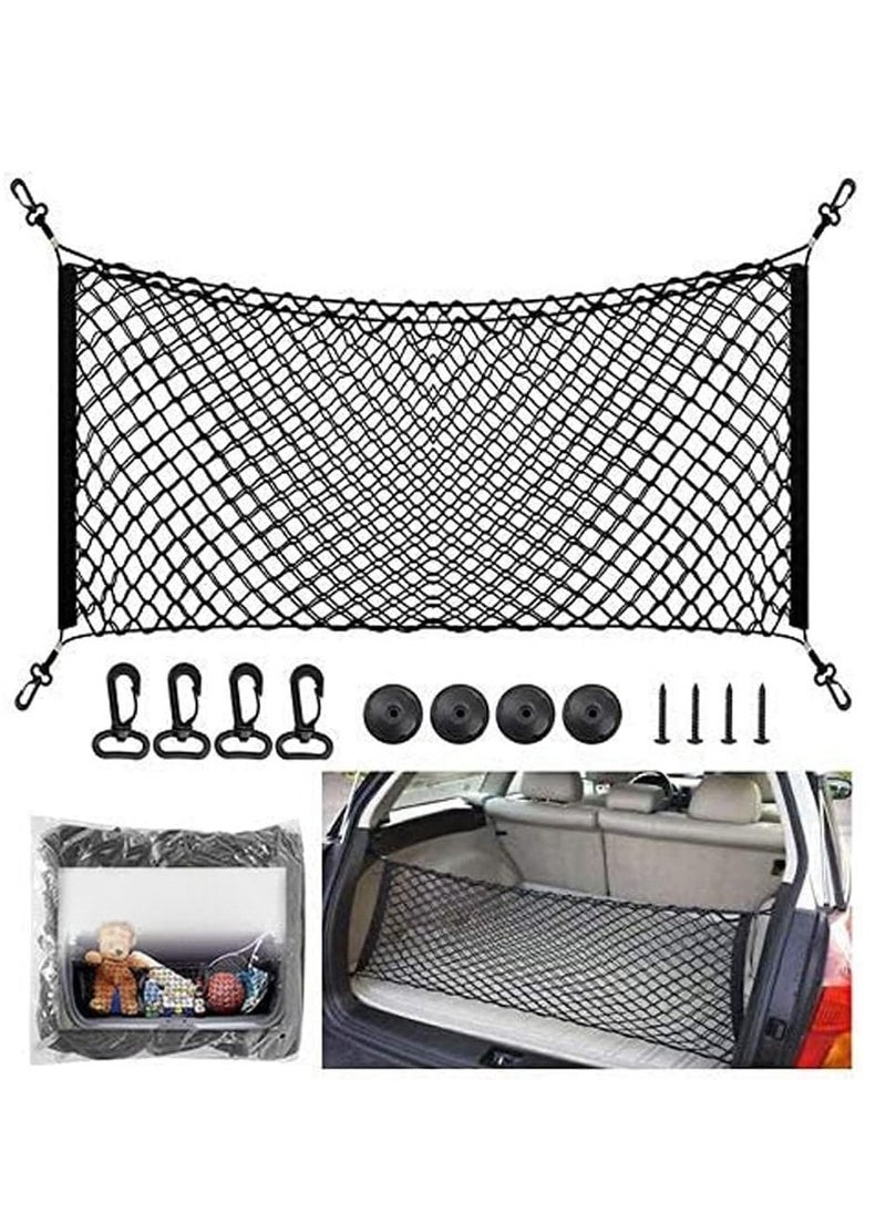 Generic Trunk cargo net storage organizer sized at 110x50cm suitable for use in Nissan vehicles including Patrol Armada Pathfinder Kicks Juke Murano Rogue and Xterra SUVs  - Image 3