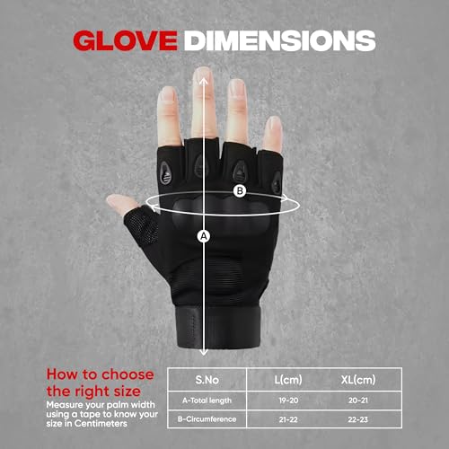 AUTOGUYS HF-1 Half-Finger Bike Riding Gloves TPR Knuckle Protection Tactical Hand Gloves for Bike - Bike Gloves Men Bike Accessories Washable Fabric (Size: XL, Black) - Image 3