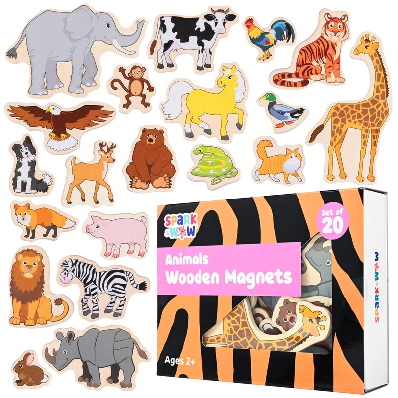 SPARK & WOW Spark Wow Wooden Magnets Animals Magnets for Kids Ages 2 OpenEnded Play Adhere to Fridges Whiteboards and More - Image 3