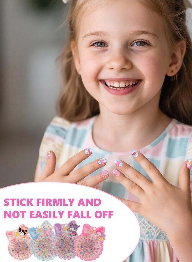 أظافر سينامورول الصناعية القابلة للإزالة بتصميم كرتوني لطيف مع أداة مانيكير، مجموعة هدايا أظافر كاواي للبنات - Image 4