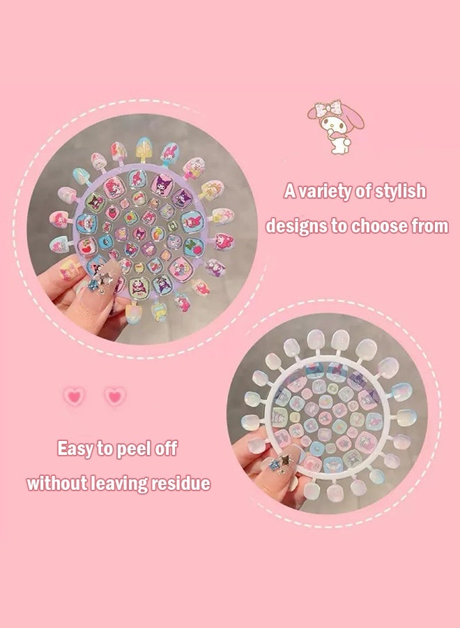 أظافر سينامورول الصناعية القابلة للإزالة بتصميم كرتوني لطيف مع أداة مانيكير، مجموعة هدايا أظافر كاواي للبنات - Image 2