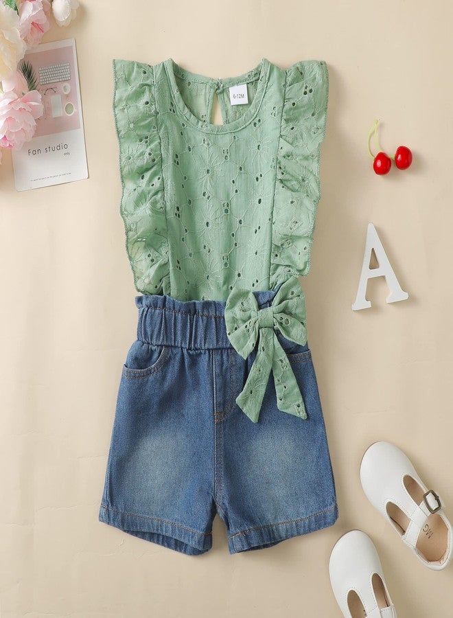 Saeaby 2T Girl Clothes Toddler Girl Outfits Summer Laces Shirt Top Blue Jean Shorts Baby Gifts Stuff Cute Little Girls Clothes 2 3 Year Old - Image 4