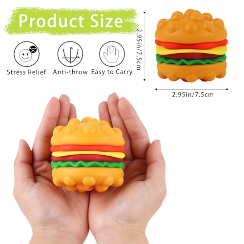 Anboor Pop Fidget Toys 3D Silicone Hambergur Push Bubbles Sensory Toy Pop Stress Ball Anxiety Stress Relief Austism Early Educational Pop Toy for Kids Adults - Image 5