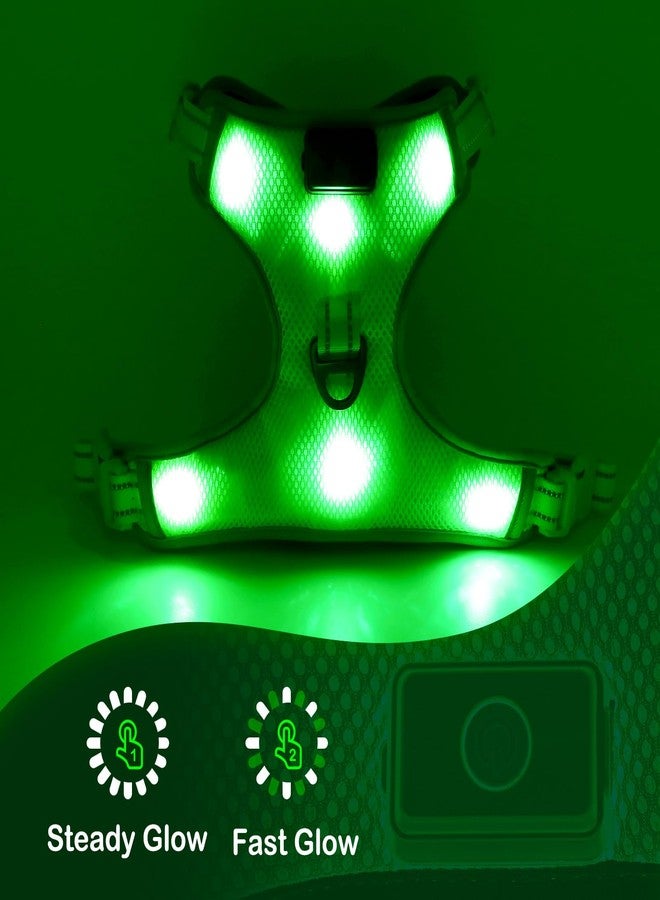 BSEEN Light Up Dog Harness - No-Pull Reflective LED Dog Harness Rechargeable Glow in The Dark Pet Vest Safety Doggy Lights for Night Walking (Green, Small) - Image 5