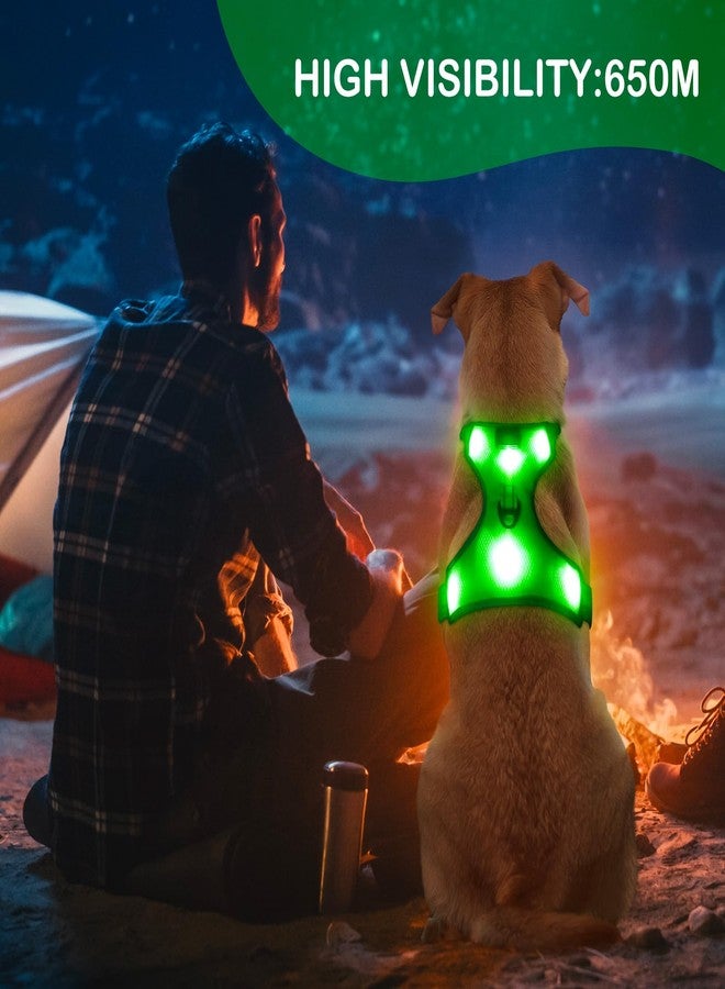 BSEEN Light Up Dog Harness - No-Pull Reflective LED Dog Harness Rechargeable Glow in The Dark Pet Vest Safety Doggy Lights for Night Walking (Green, Small) - Image 2