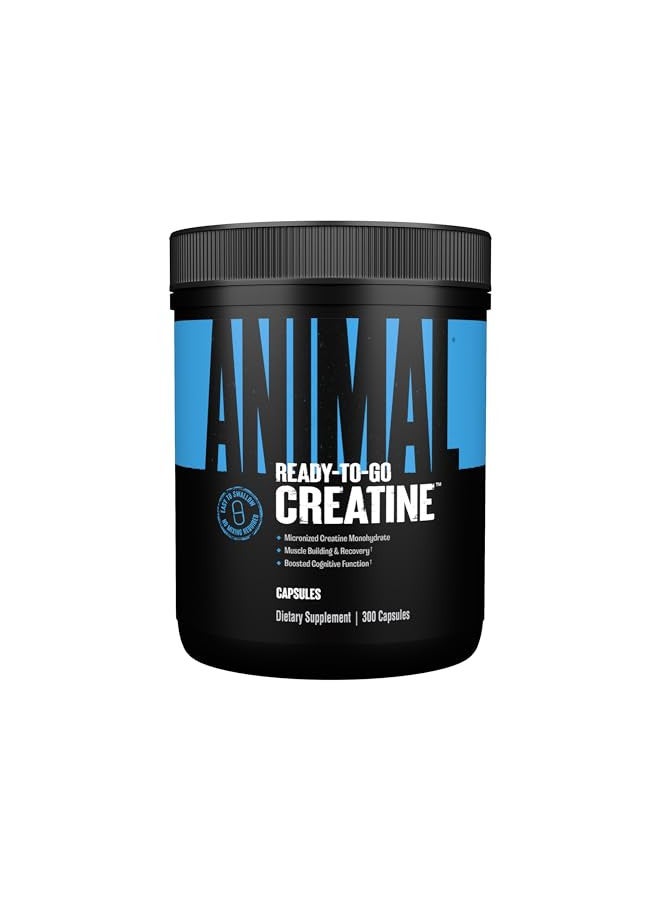 ANIMAL Animal Micronized Creatine Monohydrate Capsules - 300 Caps, 2500mg per Serving - Micronized Creatine Monohydrate for Muscle Growth, Strength, and Endurance - 150 Servings - Image 1