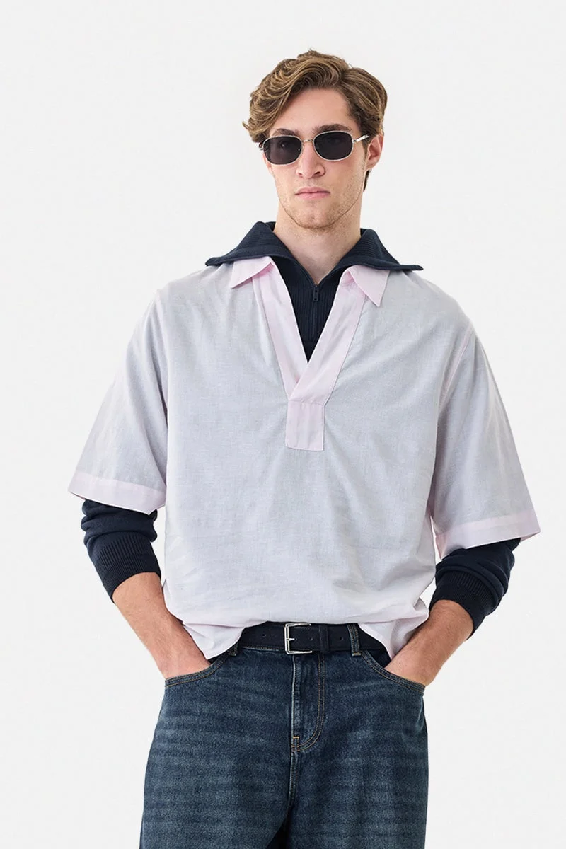 سنيتش قميص بوب أوفر بقصة صندوقية من مزيج الكتان