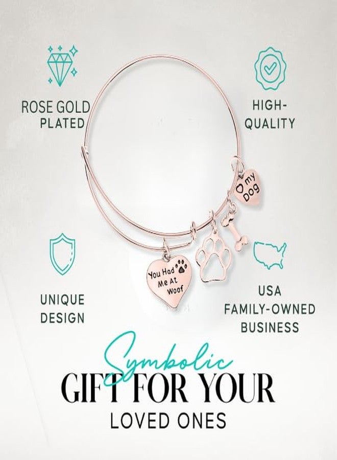 Infinity Collection Dog Charm Bracelet - Rose Gold Adjustable Paw Print Bangle Jewelry Gift for Dog Lovers, Moms, Pet Owners, Animal Rescue or Adoption Keepsake for Women - Image 2