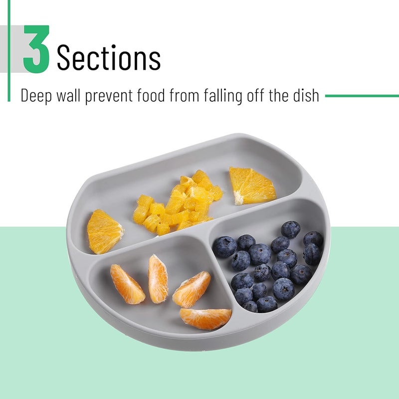 NIRVITTHAL Suction Plates with Spoons for Baby & Toddler - 100% Food Grade Plate for Kids - Silicone Plates for Babies - BPA Free - Divided Plate for Kids Self Feeding~6-24 Months, Blue - Image 4