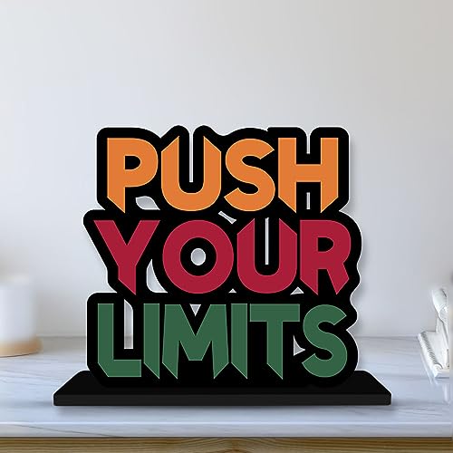 Artvibes Wooden Idols and Figurine Push Your Limit Quotes Table Decoration for Office Desk|Home Decor Item|Living Room|Modern Art Wood Showpiece Gift Items(Sp_1119N) - Image 1