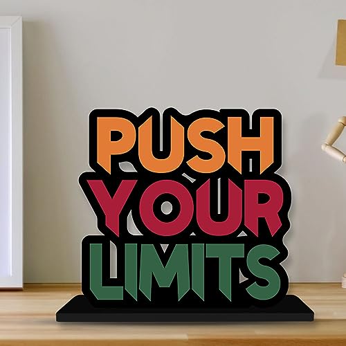 Artvibes Wooden Idols and Figurine Push Your Limit Quotes Table Decoration for Office Desk|Home Decor Item|Living Room|Modern Art Wood Showpiece Gift Items(Sp_1119N) - Image 3