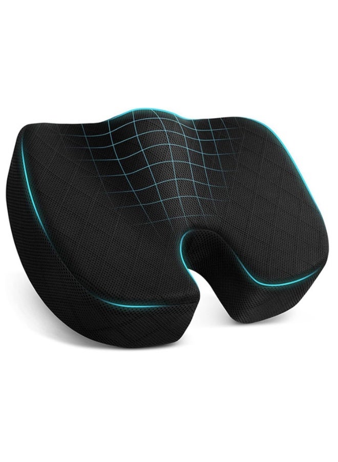Office/Car Seat Cushion, Non-Slip Sciatica & Back Coccyx Tailbone Pain Relief Chair Pad, Memory Foam Butt Pillow for Computer Desk, Wheelchair, Driving (Black) - Image 1
