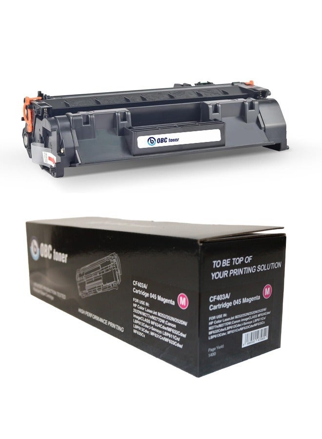 او بي سي خرطوشة حبر ليزر(Magenta) متوافقة من OBC بديلة لـ HP CF403A 201A و Canon Cartridge 045 طباعة حتى 1400 صفحة بجودة عالية - Image 1