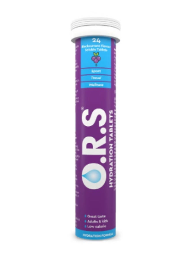 O.R.S ORS Hydration Tablets With Electrolytes, Black Currant Flavor - 24 Count Pack - Image 1