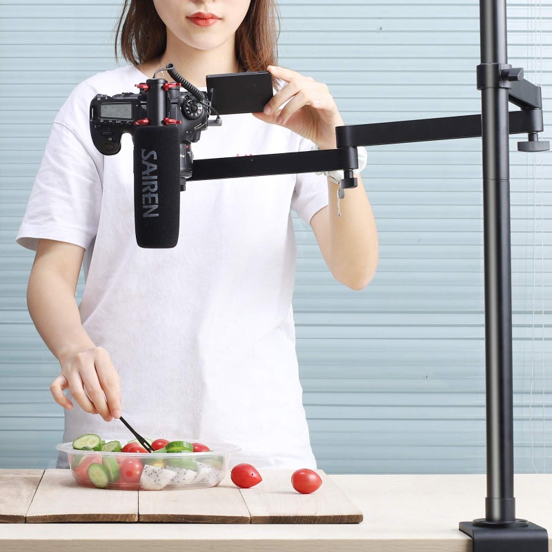 jusmo ULANZI Camera Desk Mount Stand with Flexible Arm, Overhead Mount, Articulated Arm with 360Â° Rotatable Ball Head, Aluminum Desk Mounting Stand for Ring Light/DSLR Camera/Webcam/Panel Light - Image 2