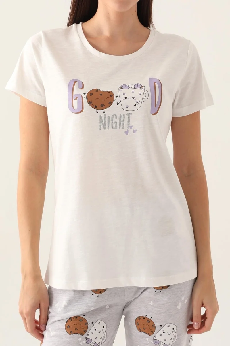 Arnetta Good Night Printed Pocket Pajama Set for Women, Cotton