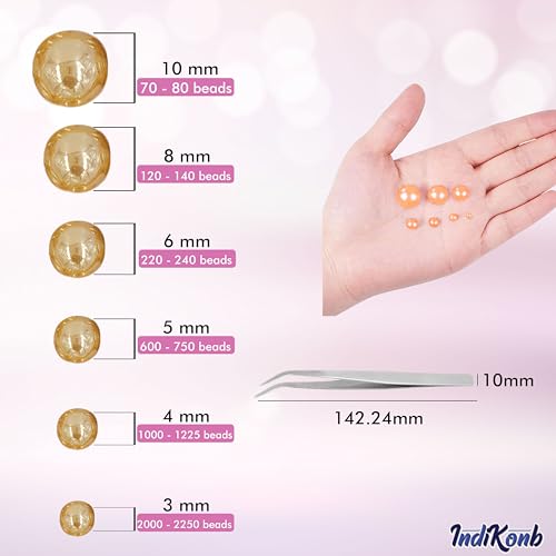 INDIKONB Half Cut Pearls for Jewellery Making Craft, Round Flat Back Pastable Acrylic Pearls for Art, Craft, Scrapbooking, Decoration (Rose Gold, Large) - Image 2