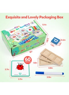 kizh Wooden Reading Alphabet Cvc Word Spelling Games Short Vowel Sight Words Flash Cards Preschool Kindergarten Learning Activities Montessori Educational Toy Gift For Kids 3 4 5 Years Old  - Image 2
