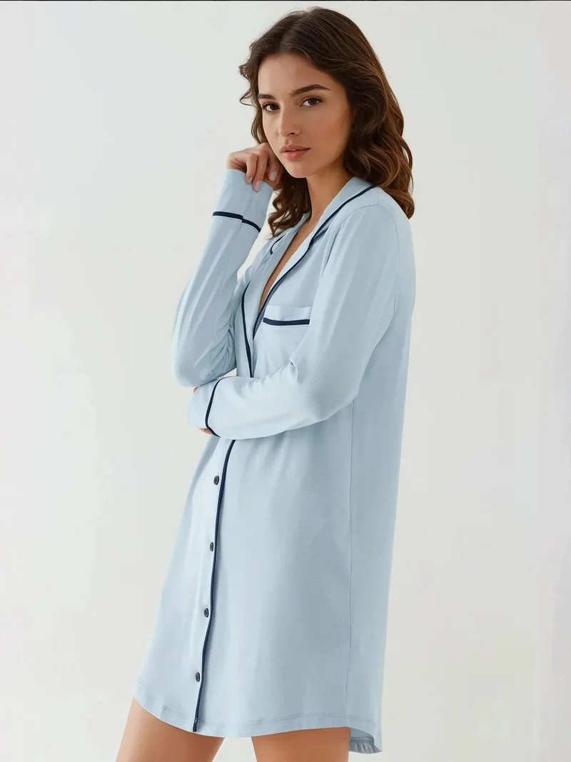 زوبعة فستان ميني مريح بياقة قميص بلمسة فائقة النعومة