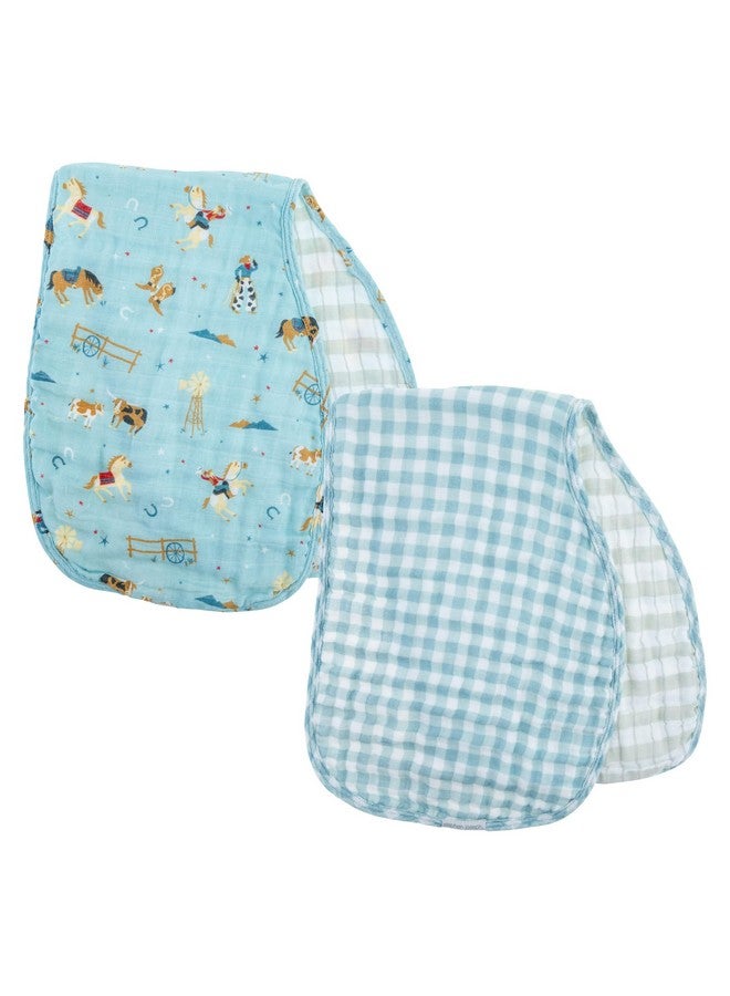 Stephen Joseph, Muslin Baby Burp Cloths, 2-Pack 100% Cotton, Burp Cloth for Baby Boys and Girls, Western - Image 1