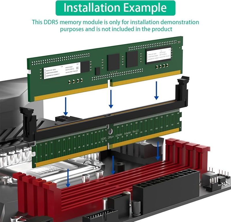 DDR5 DIMM 288Pin to SO DDR5 Slot Adapter Test Card with Short Latches - Image 4