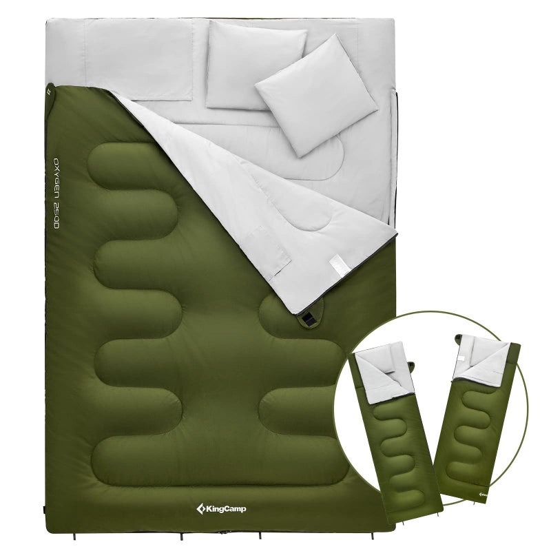 KingCamp Blanket Sleeping Bag Double Sleeping Bag Winter Adult with Pillow for 2 People and Carry Bag Comfortable Temperature for Outdoor Camping - Image 1