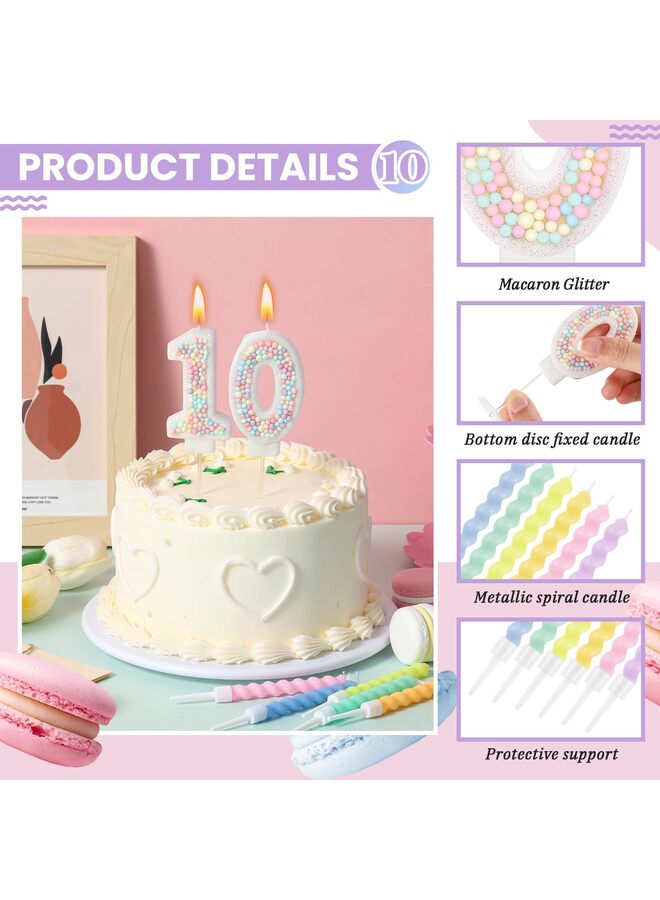 LAMAY Birthday candle set, containing 12 spiral candles, suitable for decorating cakes for boys and girls, wedding anniversary party cakes (number 10). - Image 3