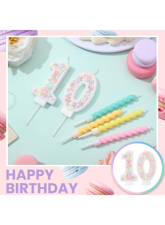 LAMAY Birthday candle set, containing 12 spiral candles, suitable for decorating cakes for boys and girls, wedding anniversary party cakes (number 10). - Image 4