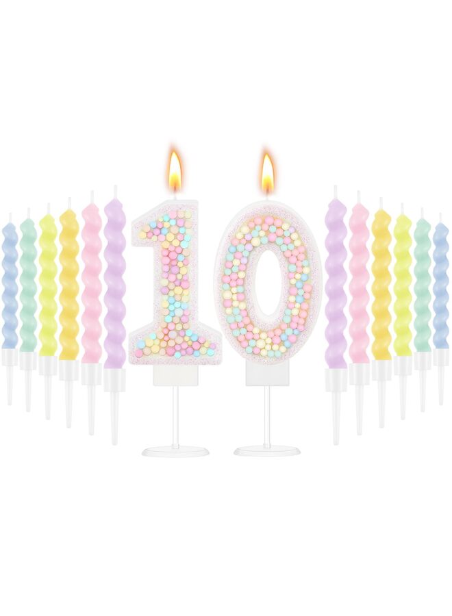 LAMAY Birthday candle set, containing 12 spiral candles, suitable for decorating cakes for boys and girls, wedding anniversary party cakes (number 10). - Image 1