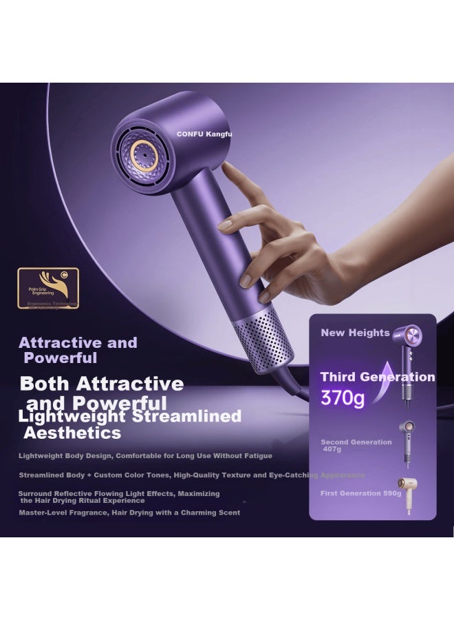 Confu Silk3 Diamond Light Water Ion High-speed Hair Dryer Essential Moisturizing Quiet Fast Drying Home Hair Dryer Obsidian Brown - Image 4