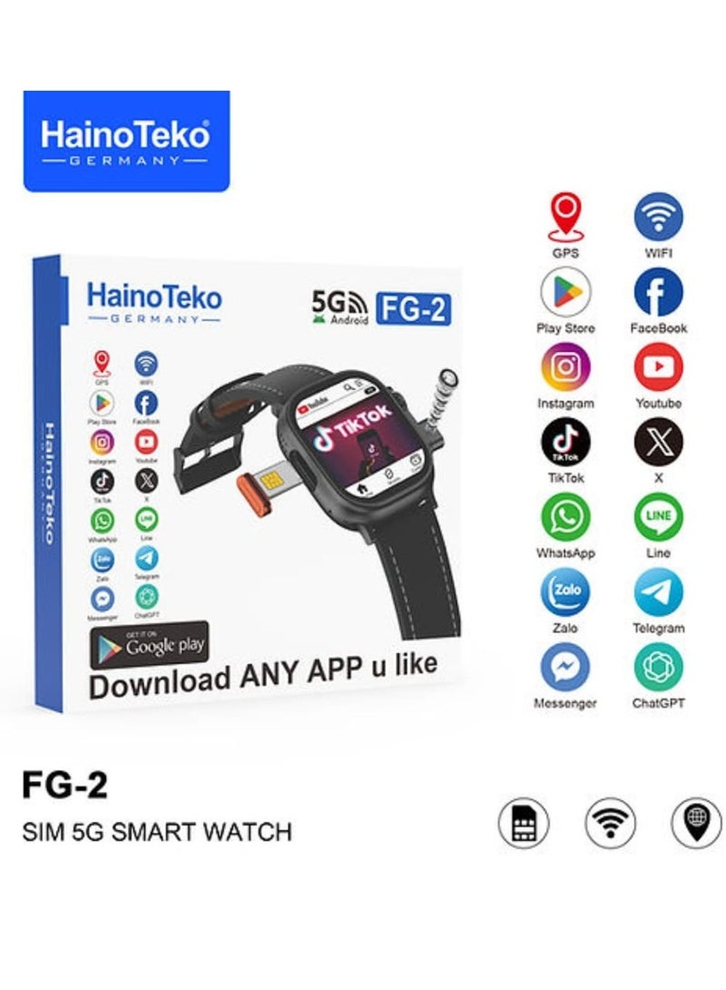 Haino Teko FG-2 Android Smart Watch with 5G SIM Support Built-in Front and Back Camera GPS Tracking Fitness Monitoring for Women and Men Perfect for Calls Messaging Navigation and Health Tracking - Image 3