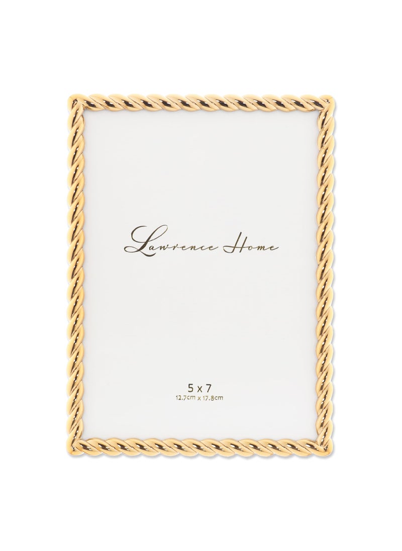 Lawrence Frames Lawrence Frames Rope Design Metal Frame 5x7 Gold  - Image 1