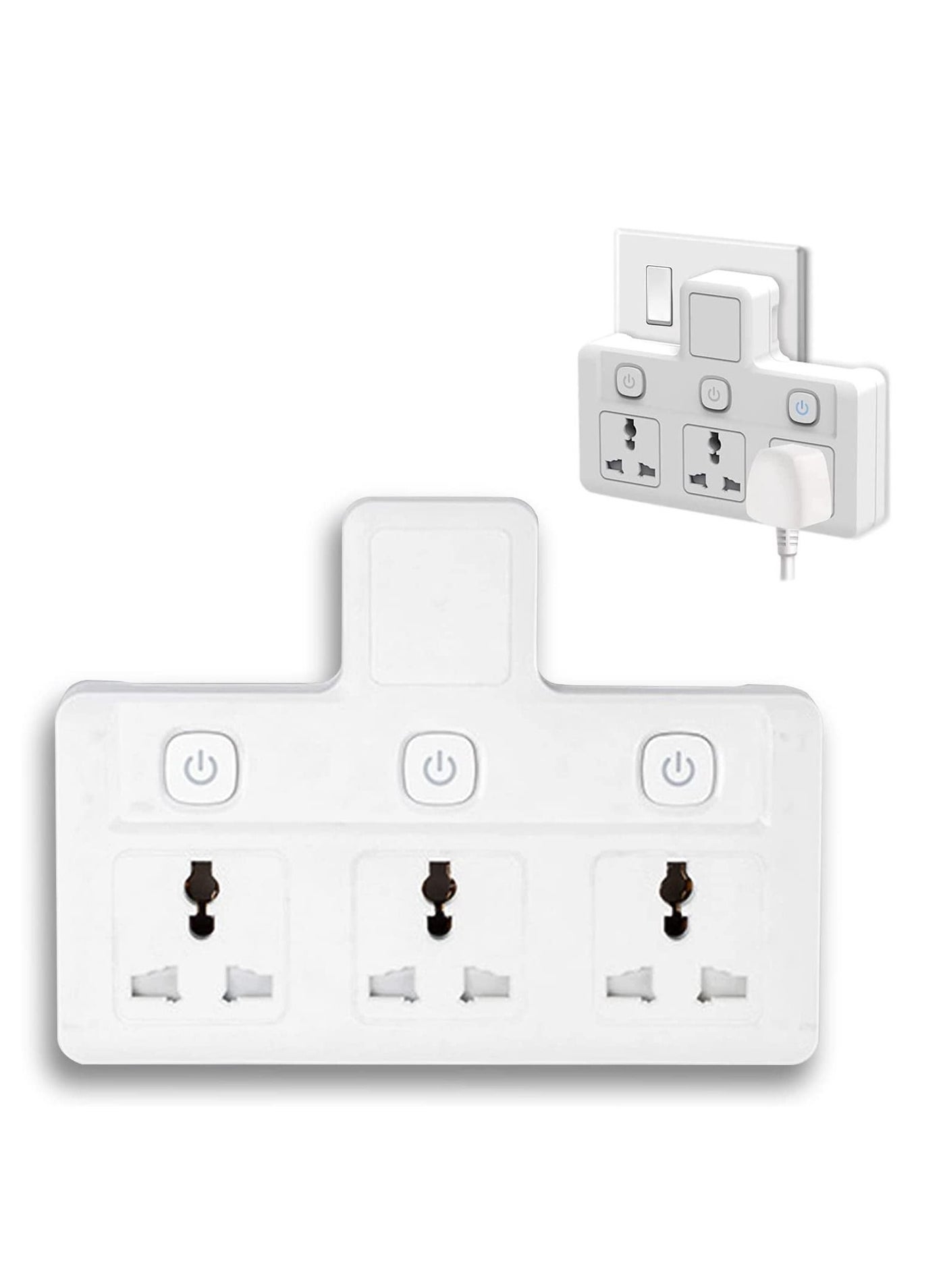 Power Adapter Multi Plug Extension, Extender Wall Charger Socket 3 Way Multiple Electrical Outlet Adaptor, Charging Station for Home, Office (3 Way)