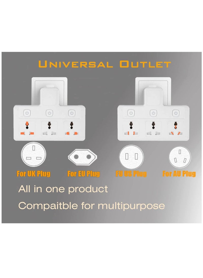 TYCOM - Tycom Power Adapter Multi Plug Extension, Extender Wall Charger Socket 3 Way Multiple Electrical Outlet Adaptor, Charging Station for Home, Office （3 Way） - Image 1