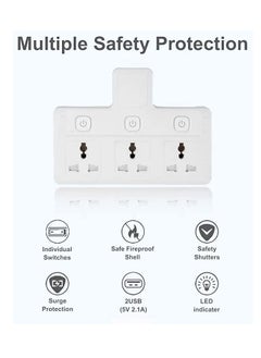 TYCOM Tycom Power Adapter Multi Plug Extension, Extender Wall Charger Socket 3 Way Multiple Electrical Outlet Adaptor, Charging Station for Home, Office （3 Way）  - Image 3