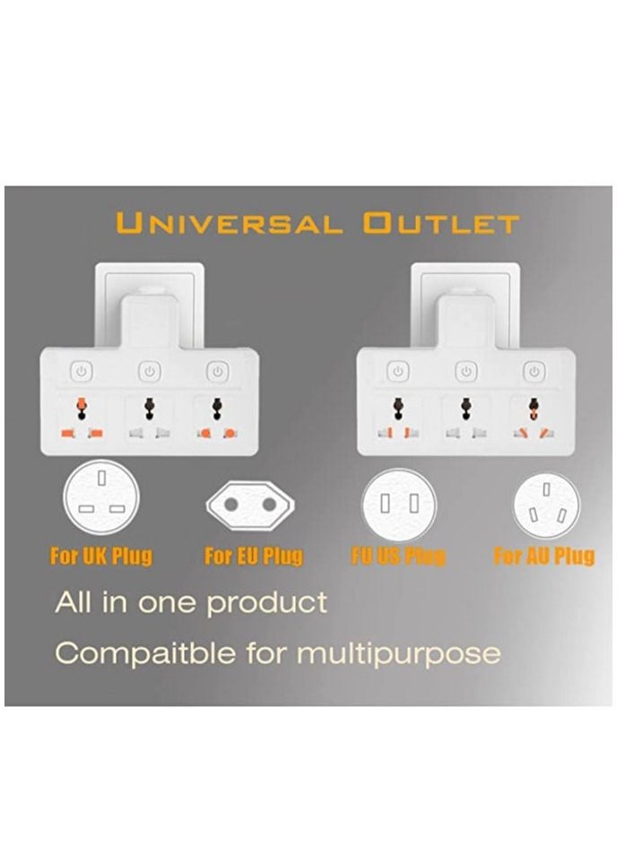 TYCOM - Tycom Power Adapter Multi Plug Extension, Extender Wall Charger Socket 3 Way Multiple Electrical Outlet Adaptor, Charging Station for Home, Office （3 Way） - Image 1