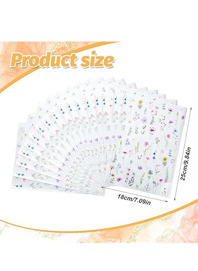 "100PCS Wildflower Plastic Goodie Vintage Floral Gift Bags, Reusable Party Favor Bags with Handles Wildfloral Candy Treat Bag for Baby Shower Wedding Birthday" - Image 2